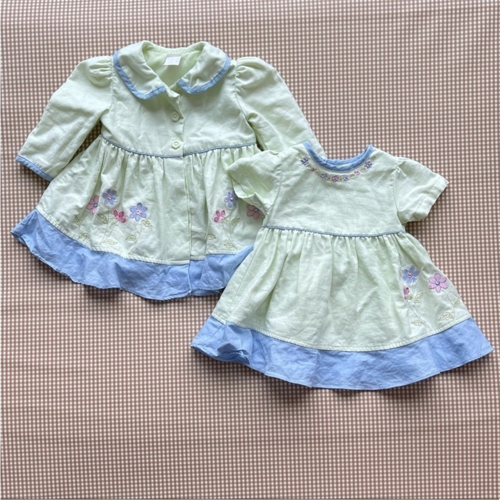 Vintage BT Kids dress and light coat set. Linen/cotton